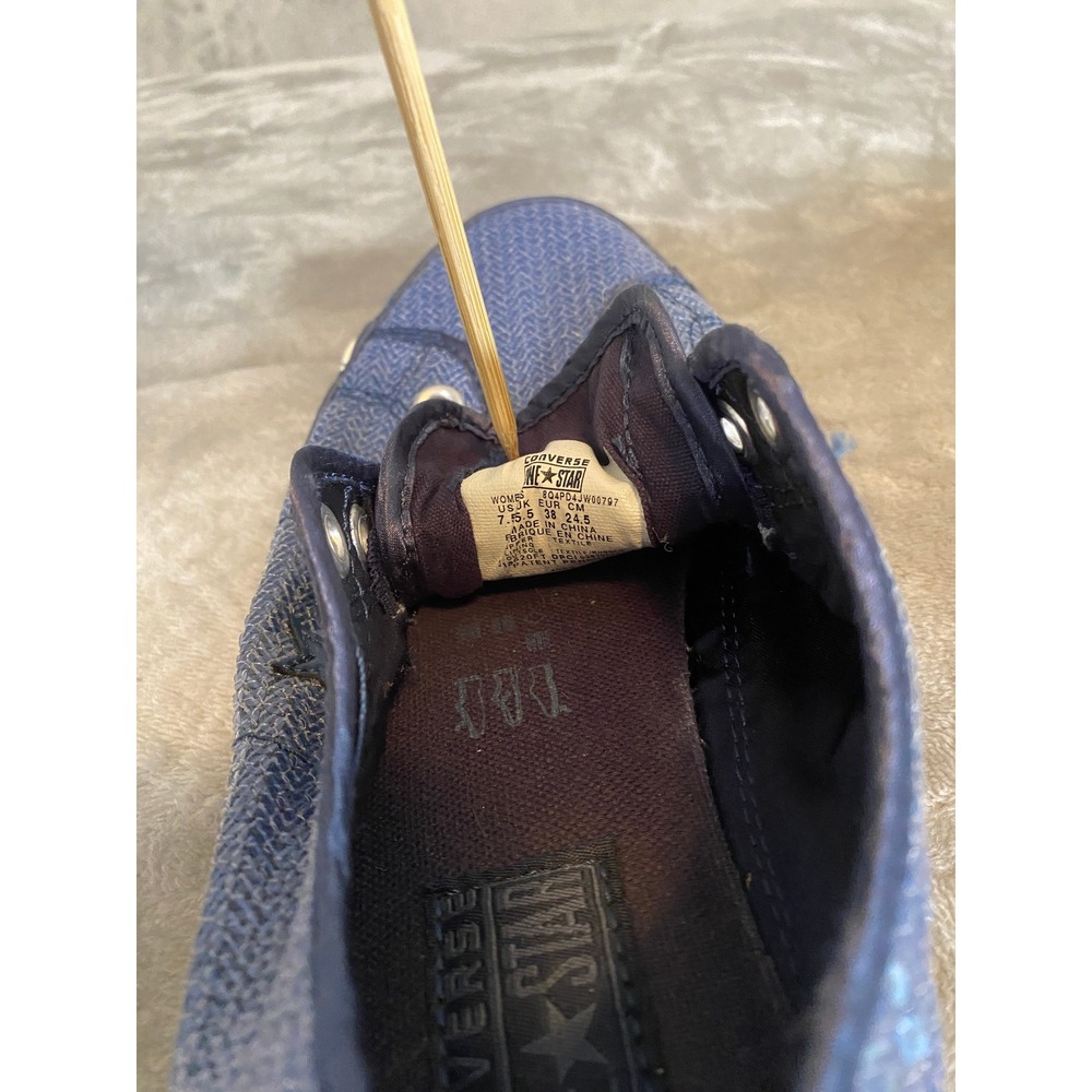 Converse Sneakers Women 7.5 Navy Blue One Star Low Top Sequin Sparkle Slip On - Picture 9 of 10